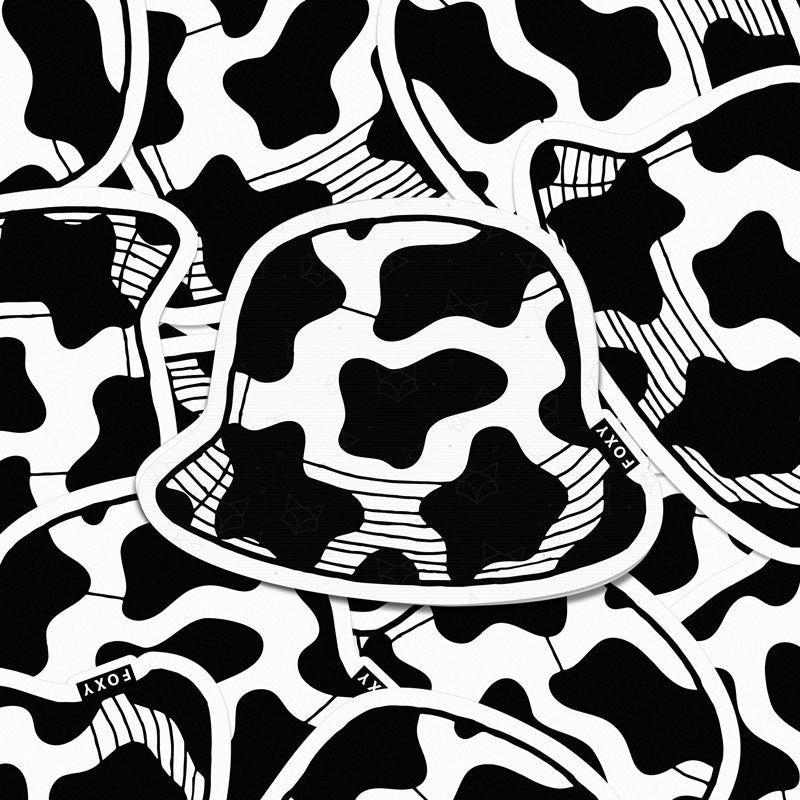 Cow Print Bucket Hat - Sticker