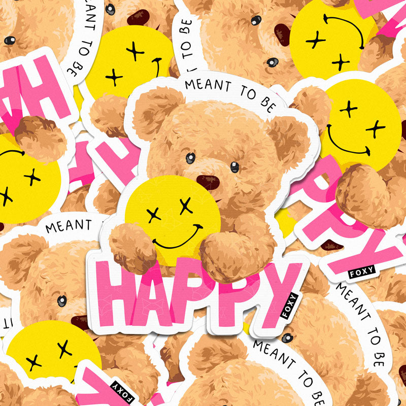 Happy Face Teddy - Sticker