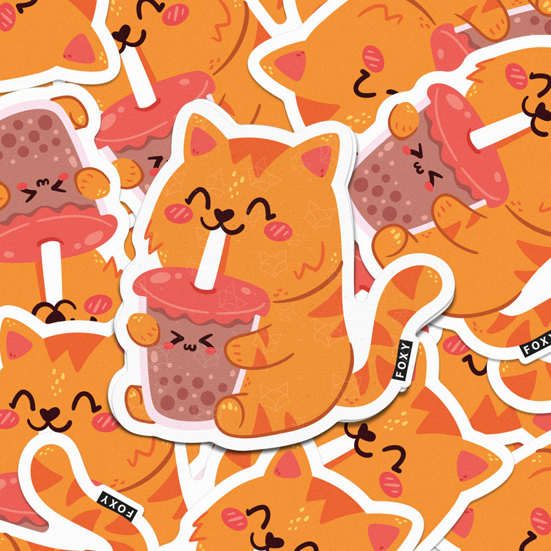 Kawaii Tea Cat - Sticker